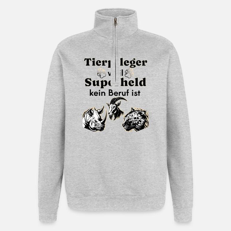 Tierpfleger weil Superheld kein Beruf ist - Quarter-Zip-Sweatshirt - Grau meliert