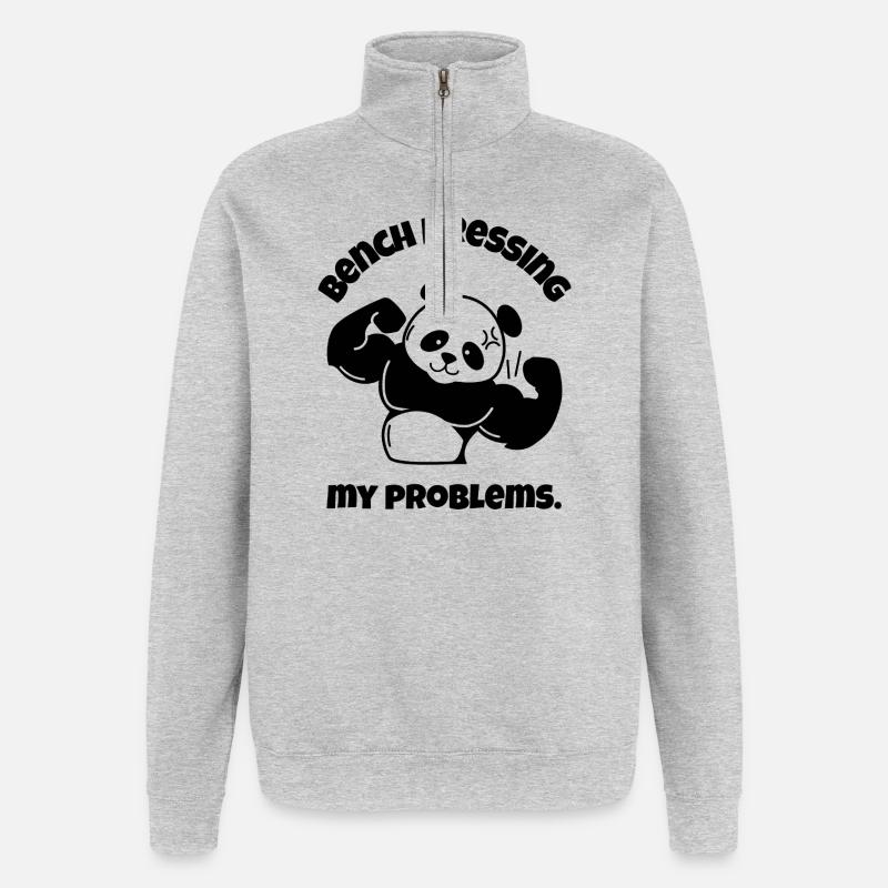 Développé couché Mes problèmes - Sweat à zip 1/4 - gris chiné