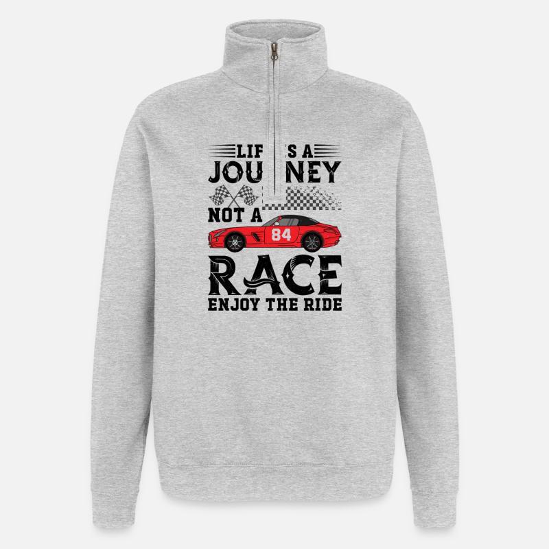 Roter Rennwagen mit der Startnummer 84 - Quarter-Zip-Sweatshirt - Grau meliert