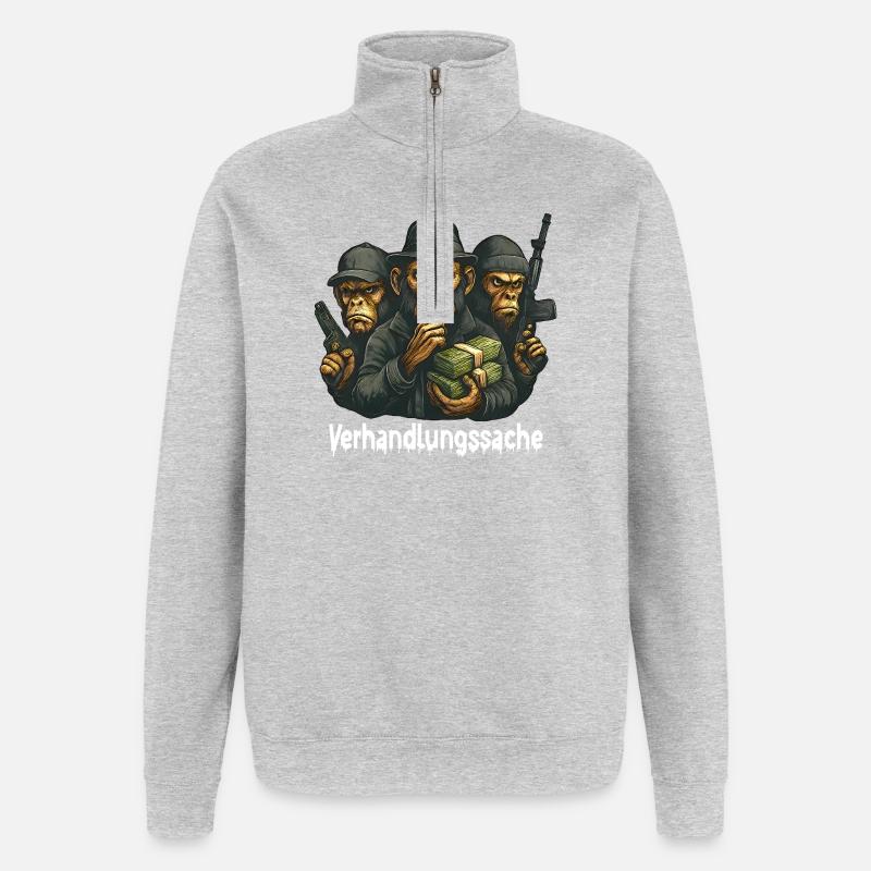 Verhandlungssache - Quarter-Zip-Sweatshirt - Grau meliert