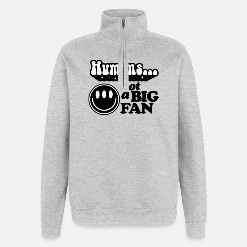 Menschen lächeln Retro-Design - Quarter-Zip-Sweatshirt - Grau meliert