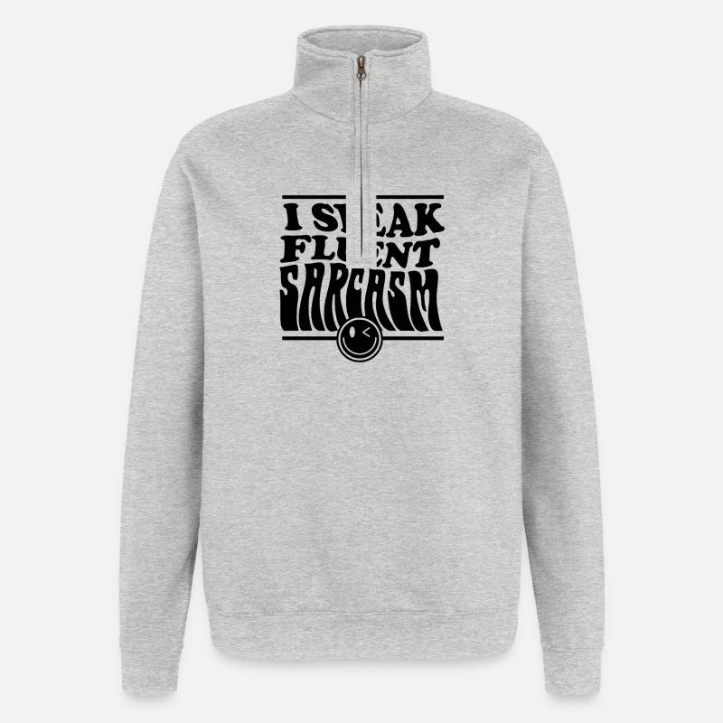 Buntes abstraktes Kunstdesign - Quarter-Zip-Sweatshirt - Grau meliert