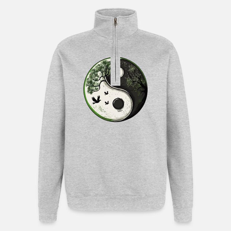 Yin et Yang Version Nature :) - Sweat à zip 1/4 - gris chiné