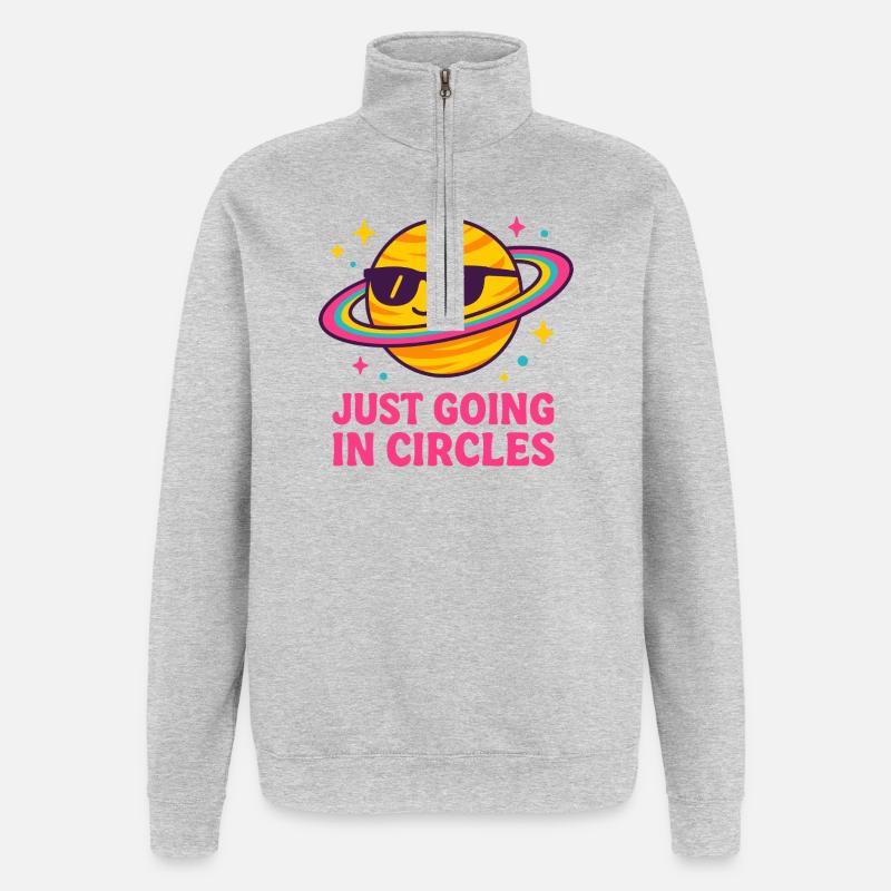 Planète galactique avec lunettes de soleil - Sweat à zip 1/4 - gris chiné