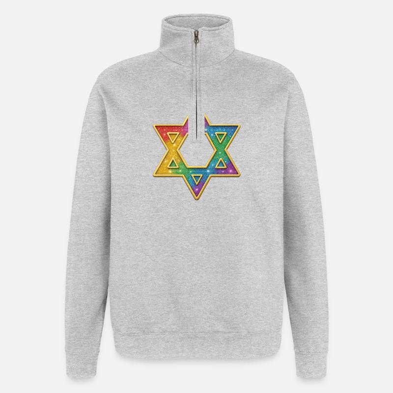 Rainbow Star Decor - Quarter-Zip Sweatshirt - heather grey