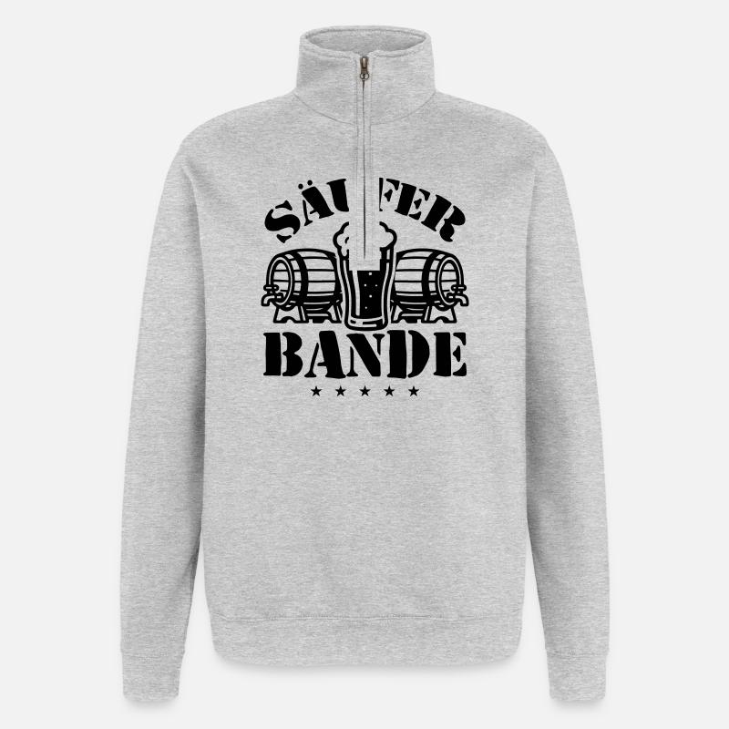 Säufer Bande Bier - Quarter-Zip-Sweatshirt - Grau meliert