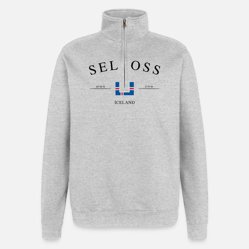 Selfoss Island – Urlaub Souvenir & Geschenk - Quarter-Zip-Sweatshirt - Grau meliert