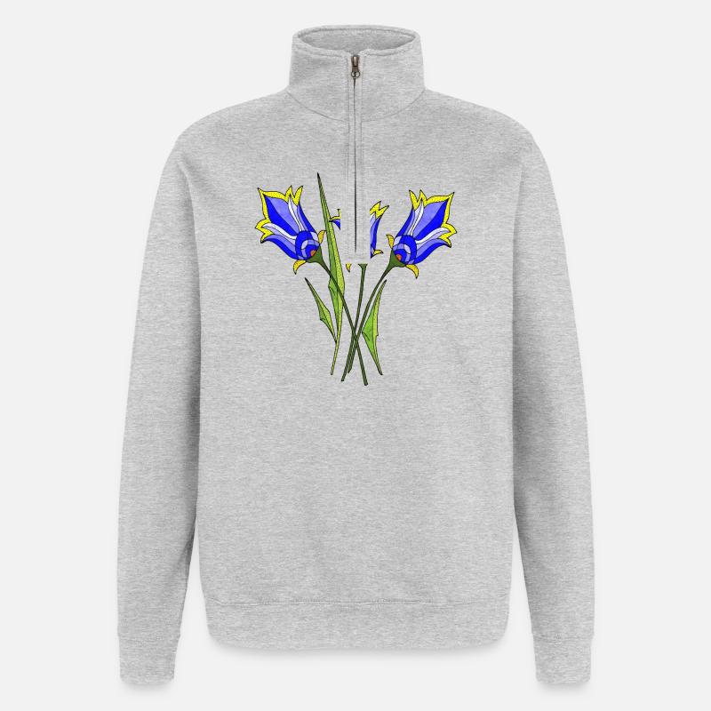 Fleur - Sweat à zip 1/4 - gris chiné