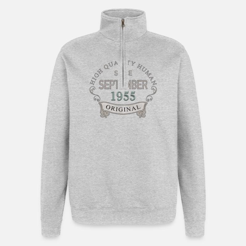 Seit_September_1955 - Quarter-Zip-Sweatshirt - Grau meliert