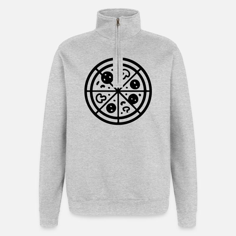 Pizza Logo - Sweat à zip 1/4 - gris chiné