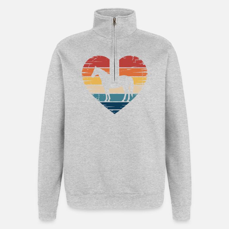 Pferd Silhouette im Her - Quarter-Zip-Sweatshirt - Grau meliert
