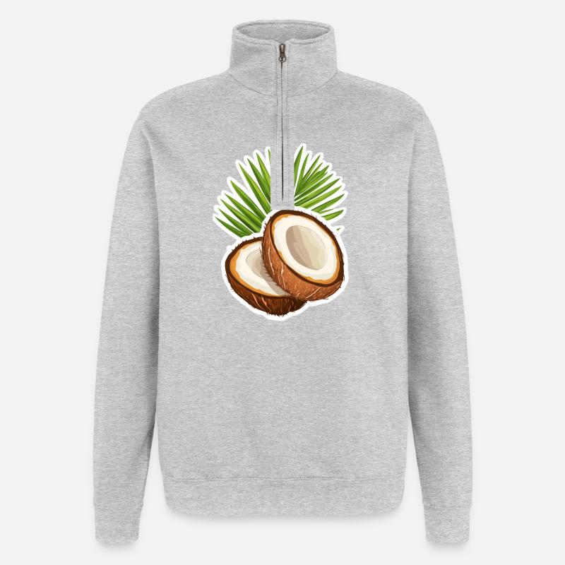 Kokosnuss Coconut - Quarter-Zip-Sweatshirt - Grau meliert