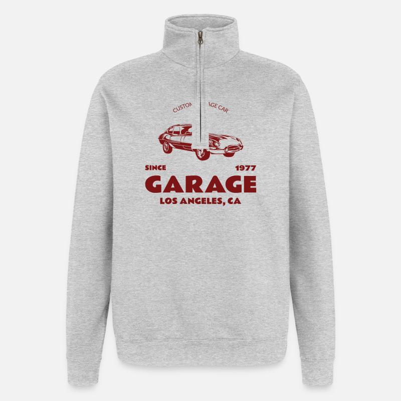 Custom Oldtimer – Garage Los Angeles - Quarter-Zip-Sweatshirt - Grau meliert