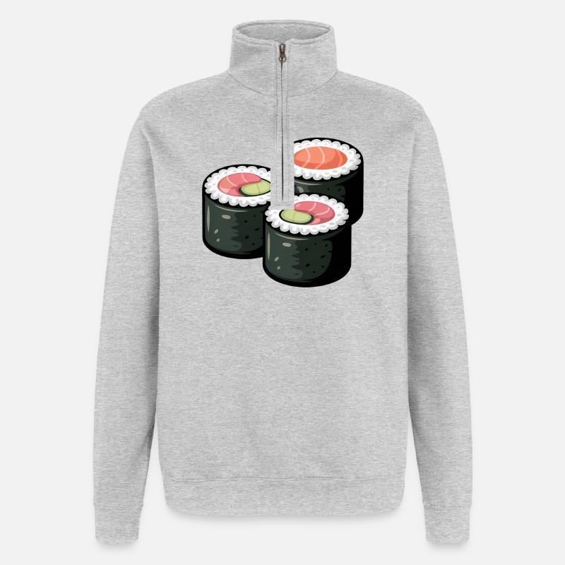 Sushi Rolle Süßer Feinschmecker - Quarter-Zip-Sweatshirt - Grau meliert