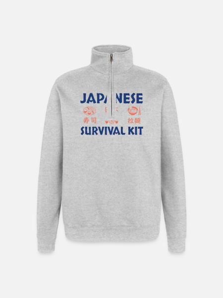 Japanese Sushi Survival Kit Design - Quarter-Zip Sweatshirt - heather grey