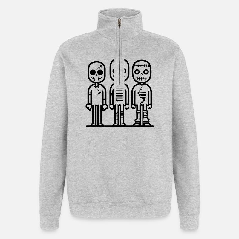 zombie_3 - Sweat à zip 1/4 - gris chiné