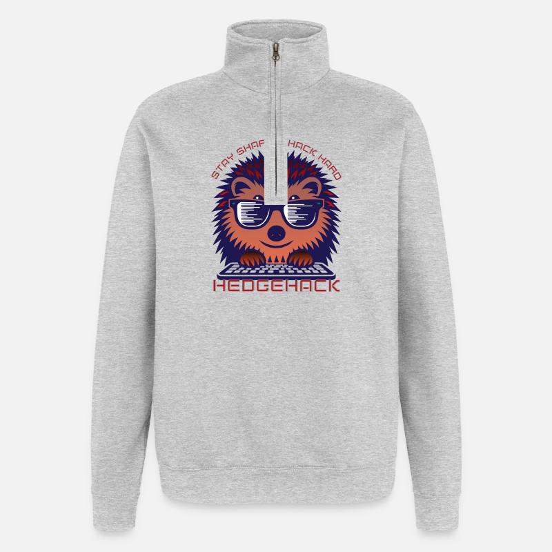 Igel Codierung Enthusiast T-Shirt - Quarter-Zip-Sweatshirt - Grau meliert