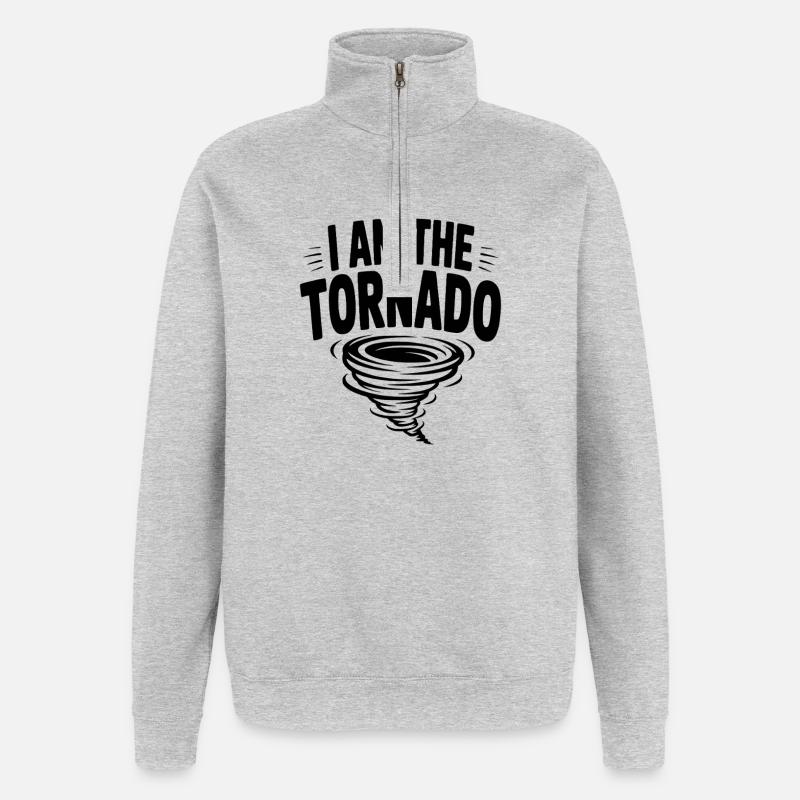 Ich bin der Tornado - Quarter-Zip-Sweatshirt - Grau meliert