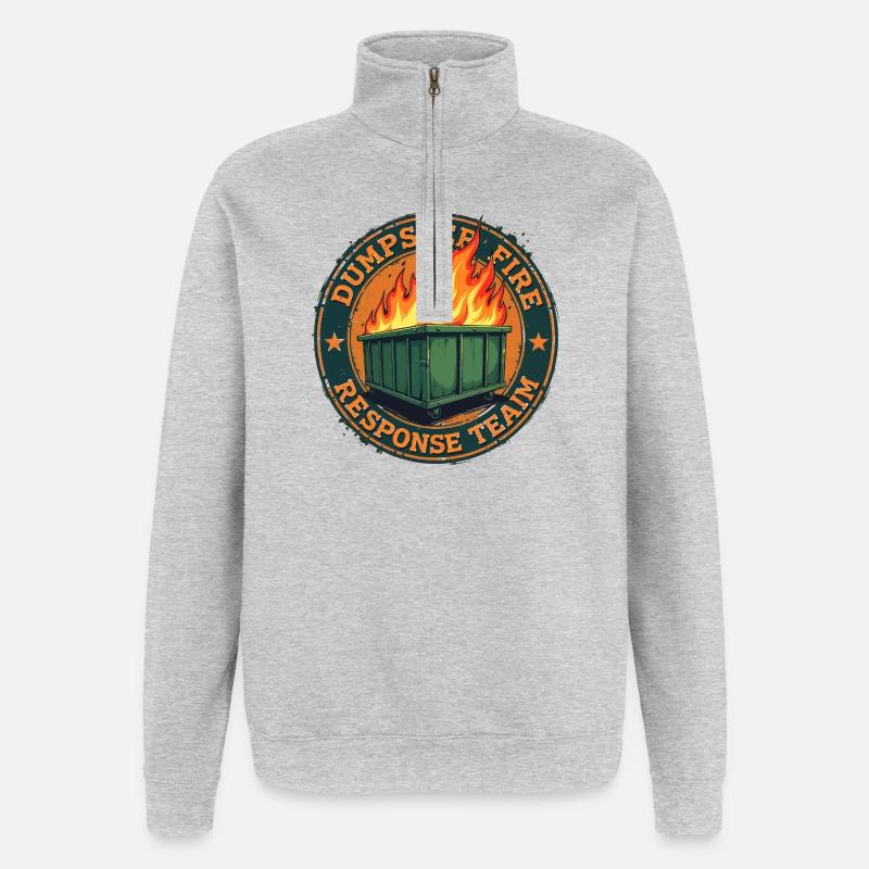 Müllcontainerbrand - Einsatzteam - Quarter-Zip-Sweatshirt - Grau meliert