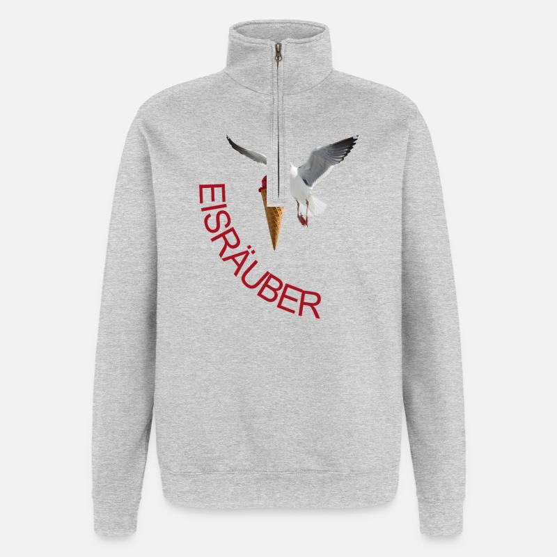 Möwe mit Eiscreme Eisräuber - Sweat à zip 1/4 - gris chiné