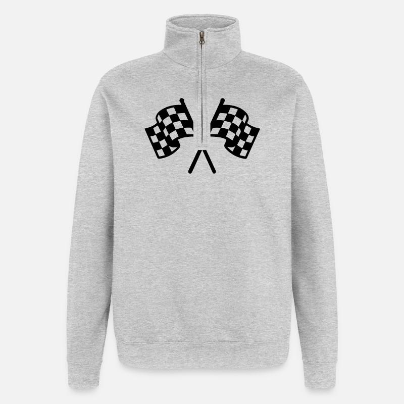 Icône du drapeau de course - Sweat à zip 1/4 - gris chiné