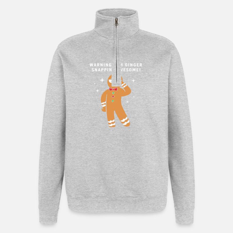 Weihnachten Lebkuchen Lebkuchenmann Gingerbread - Quarter-Zip-Sweatshirt - Grau meliert
