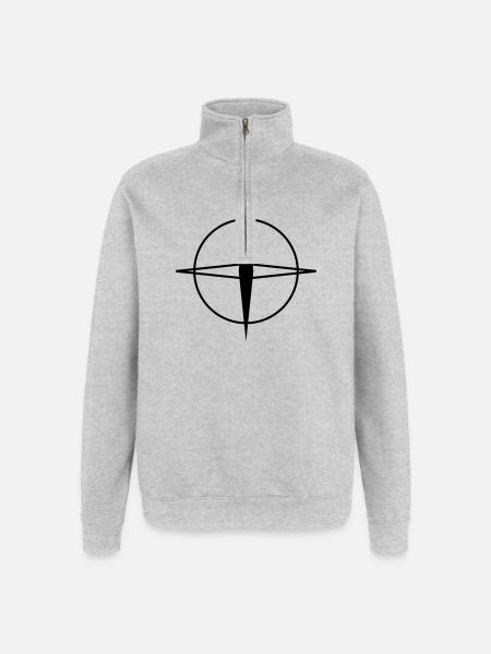 Minimalistisch zwart wit geometrisch patroonontwerp - Sweatshirt met 1/4-rits - grijs gemêleerd