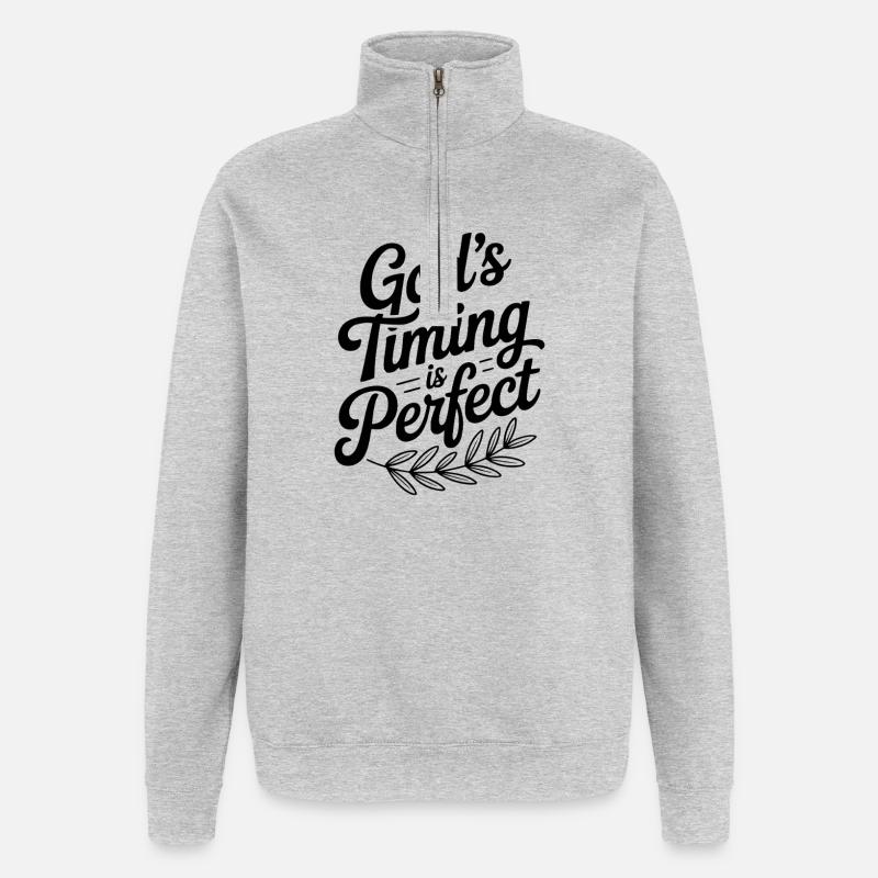 Gottes Timing ist perfekt - Quarter-Zip-Sweatshirt - Grau meliert