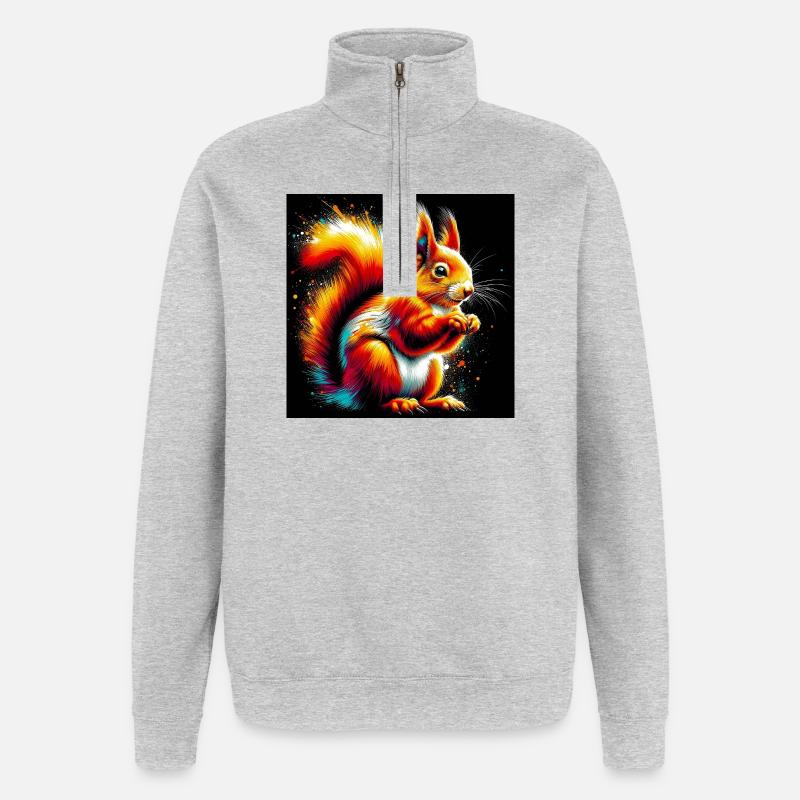 Eichhörnchen - Quarter-Zip-Sweatshirt - Grau meliert
