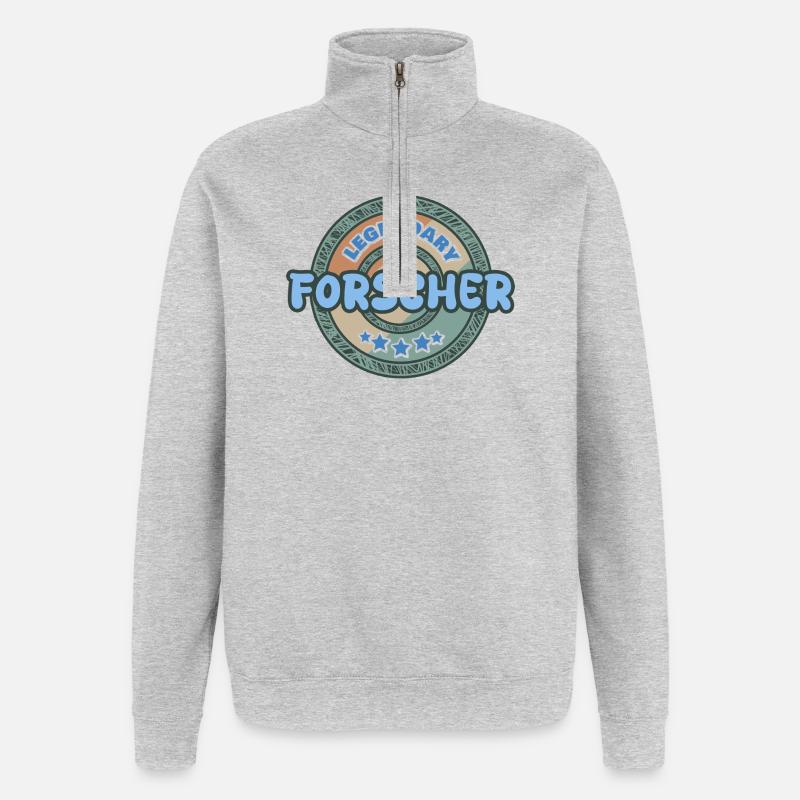 Forscher als Geschenkidee - Quarter-Zip-Sweatshirt - Grau meliert