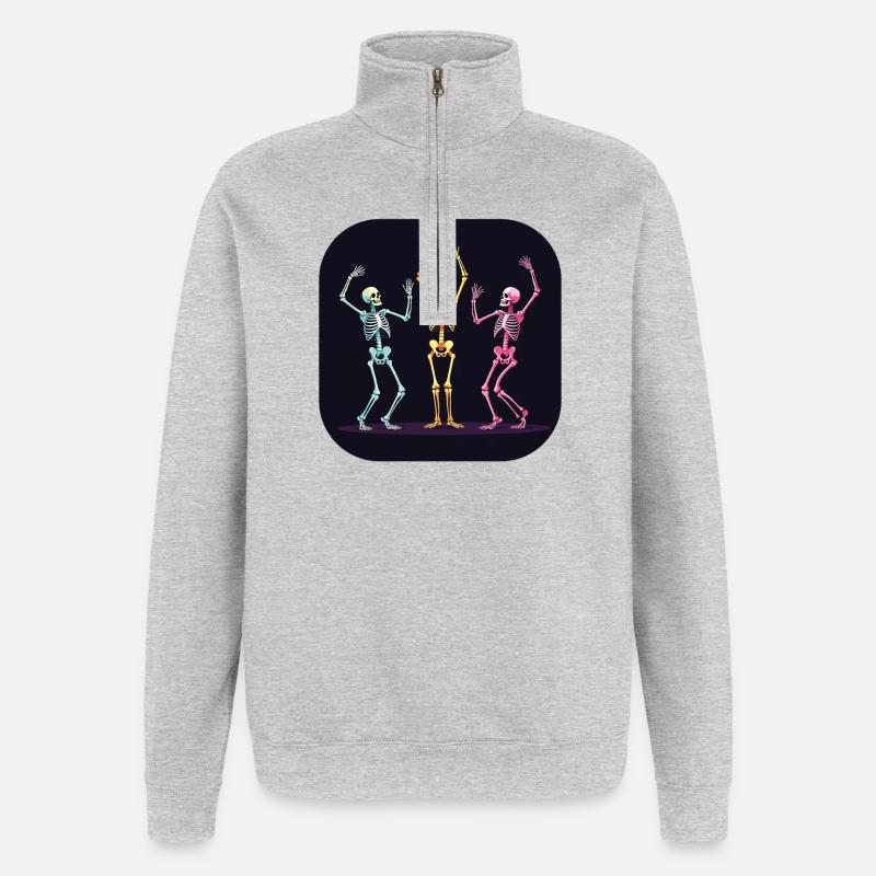 Halloween Skeleton Dancer Dancing - Quarter-Zip Sweatshirt - heather grey