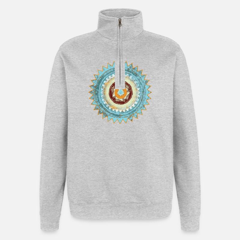 Conception abstraite du mandala zen - Sweat à zip 1/4 - gris chiné
