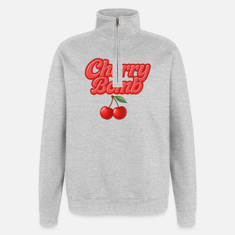 cherry bomb / y2k design - Quarter-Zip Sweatshirt - heather grey