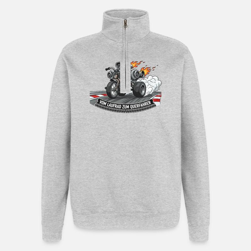 Vom Laufrad zum Querfahrer - Quarter-Zip-Sweatshirt - Grau meliert