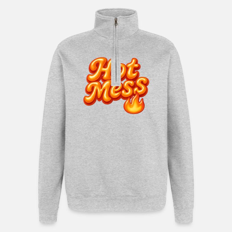 conception de déclaration de désordre / année 2000 - Sweat à zip 1/4 - gris chiné