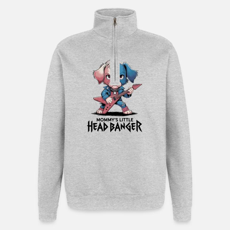 Mélodie de chien à bascule - Sweat à zip 1/4 - gris chiné