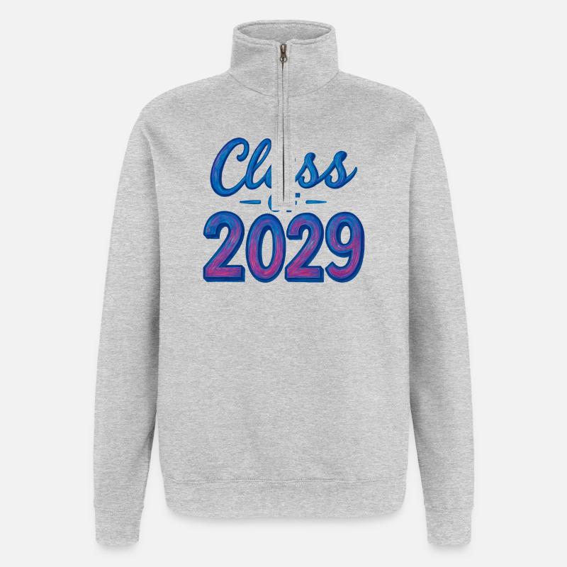 Abschlussklasse von 2029, stilisierter Text - Quarter-Zip-Sweatshirt - Grau meliert