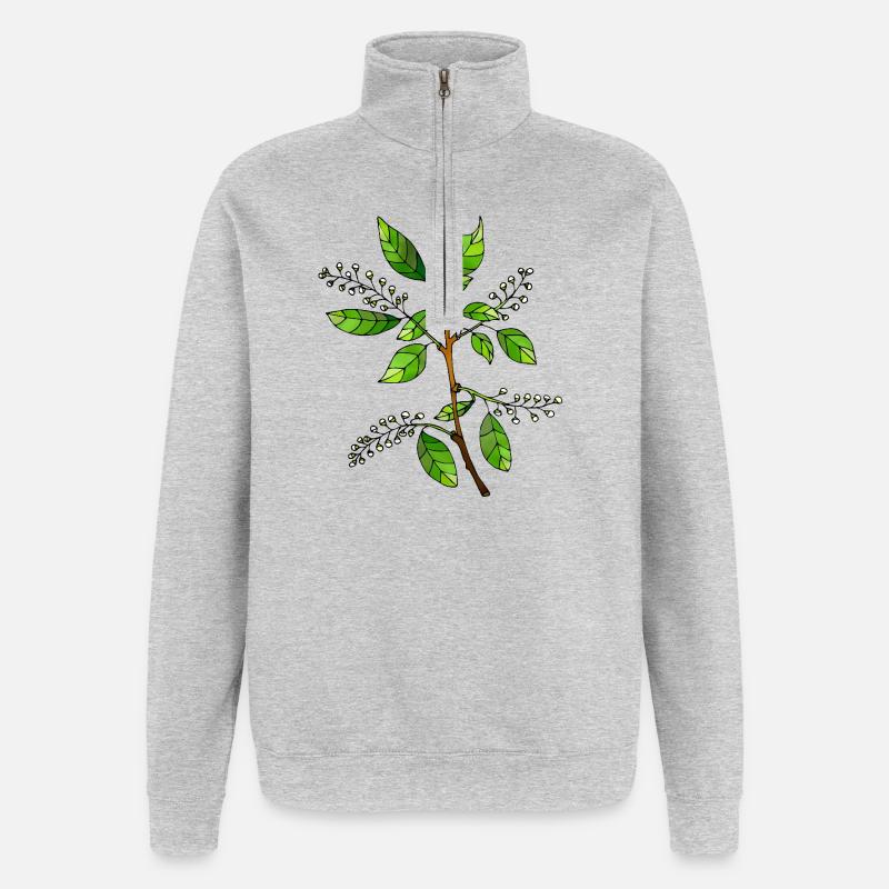 Fleur - Sweat à zip 1/4 - gris chiné