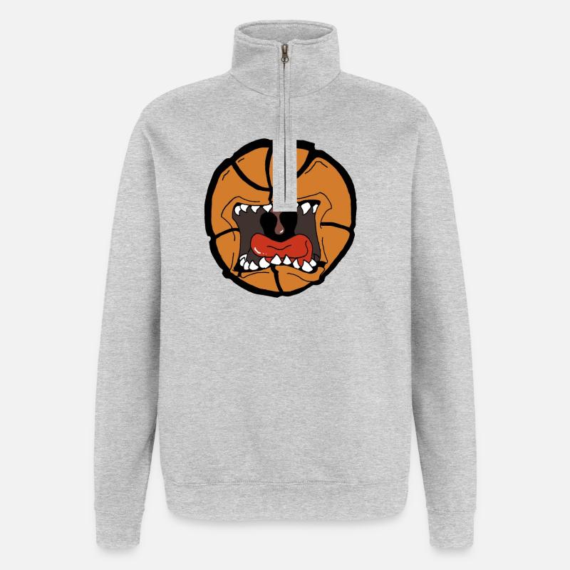 Conception explosive du ballon de basket - Sweat à zip 1/4 - gris chiné