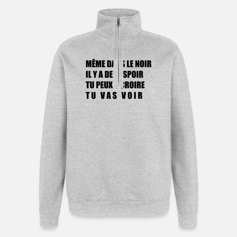 Auch im Dunkeln - Quarter-Zip-Sweatshirt - Grau meliert