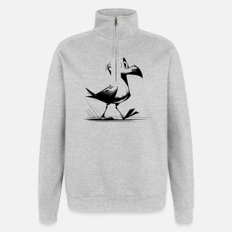 Bird flutterman with seagulls clown DNA - Quarter-Zip Sweatshirt - heather grey