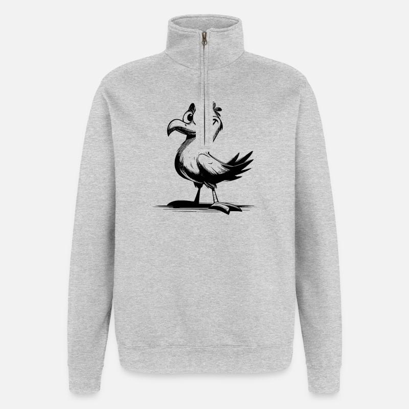 Comedy Vogel Lachgarantie mit Schnabel - Quarter-Zip-Sweatshirt - Grau meliert