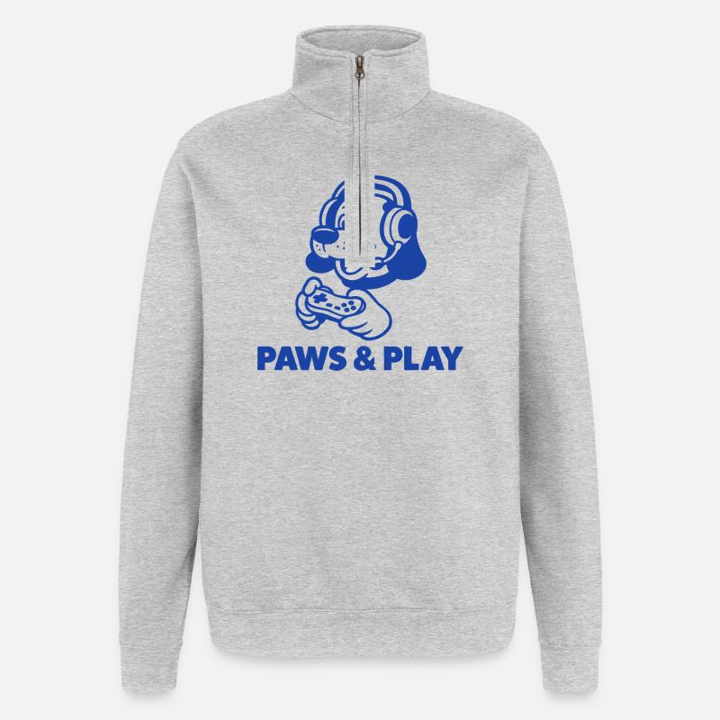 Design de hamster de jeu rétro - Sweat à zip 1/4 - gris chiné