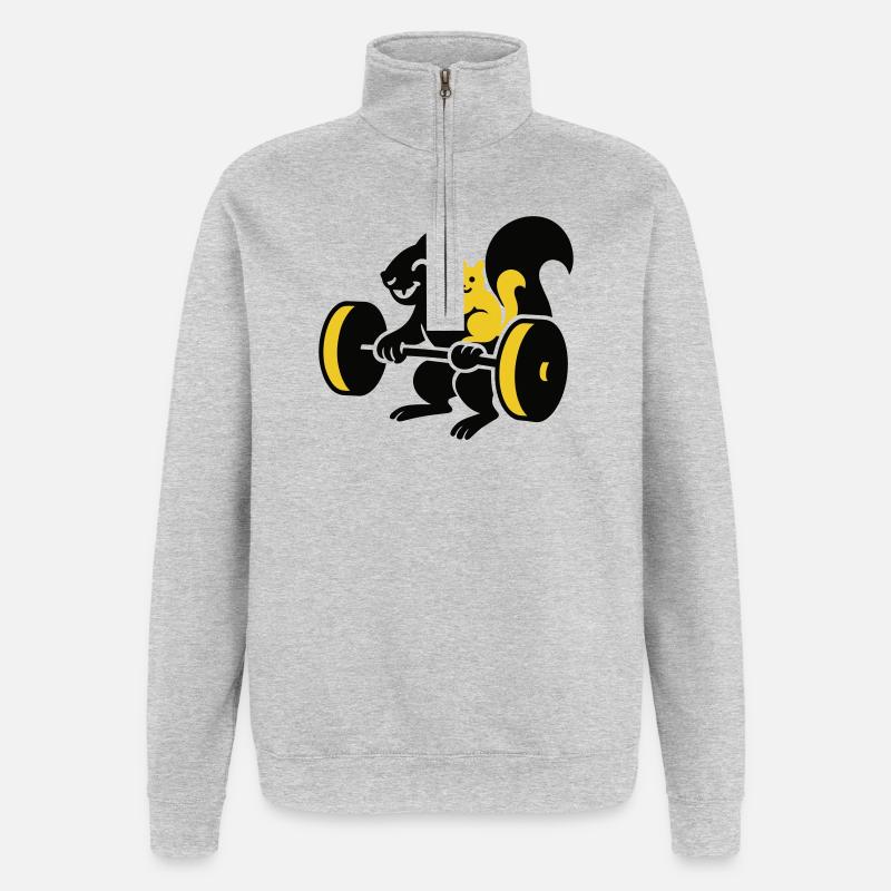 Power-Hörnchen - Quarter-Zip-Sweatshirt - Grau meliert
