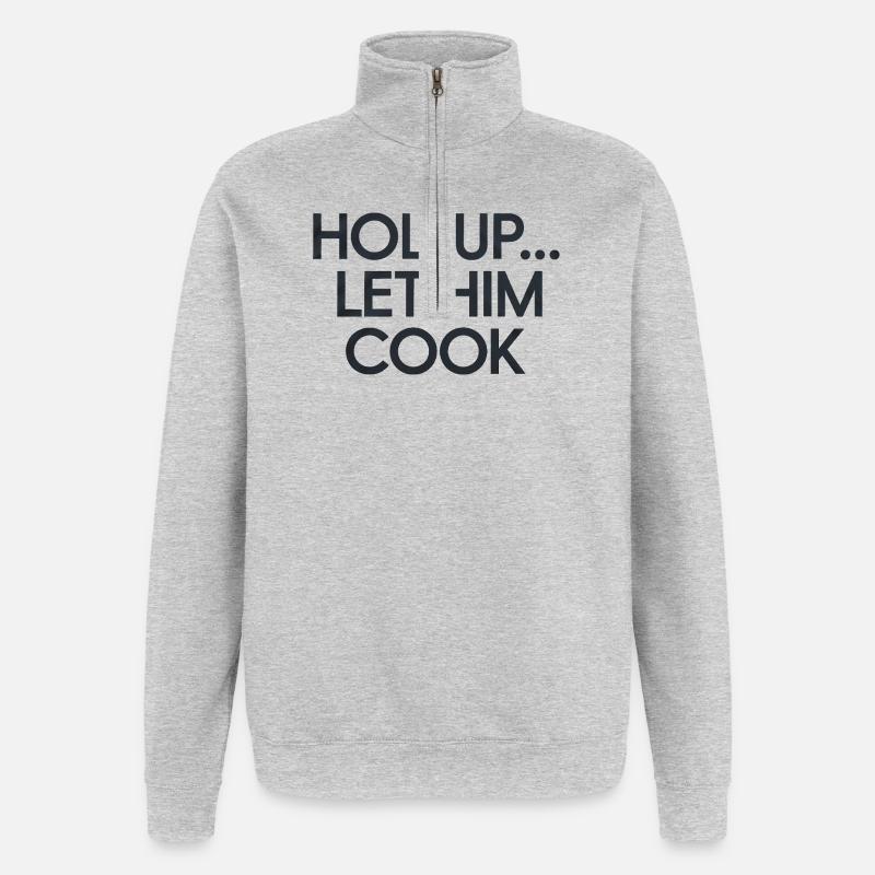 Humorvolles Kochen Callout Meme Design - Quarter-Zip-Sweatshirt - Grau meliert