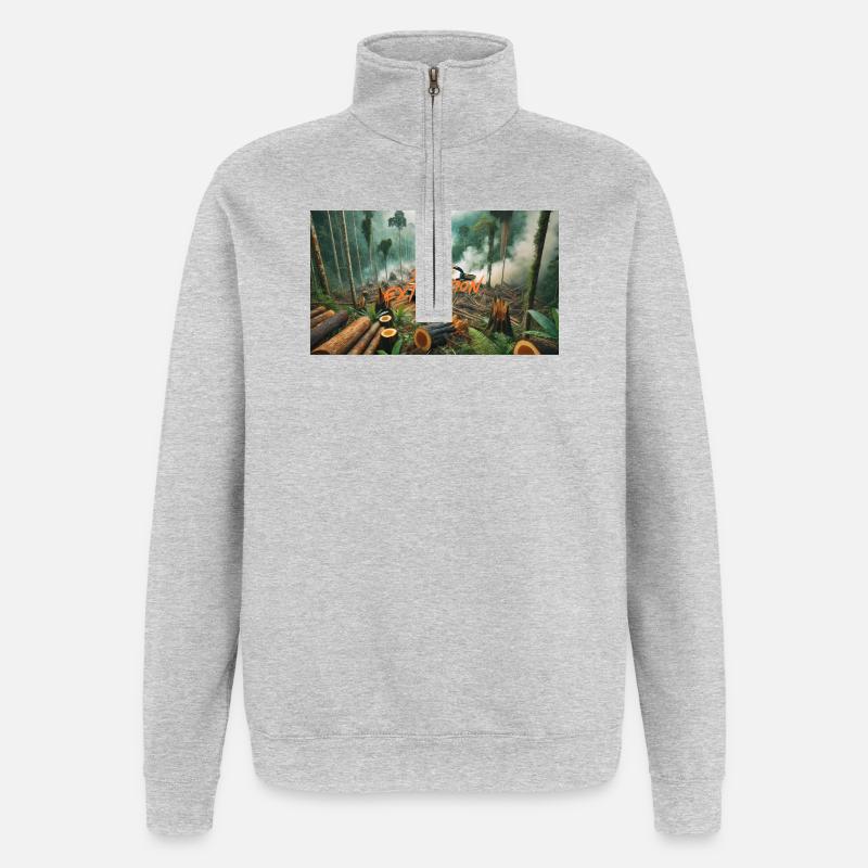 Stop Extinction: Waldschutz Design - Quarter-Zip-Sweatshirt - Grau meliert
