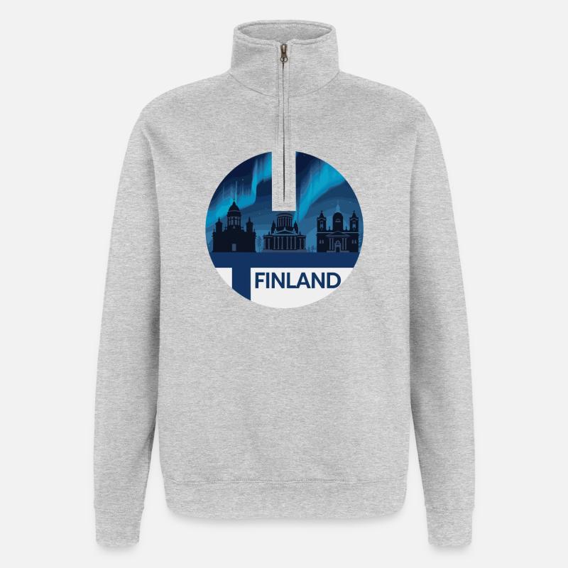 Finlande Aurora Skyline - Sweat à zip 1/4 - gris chiné