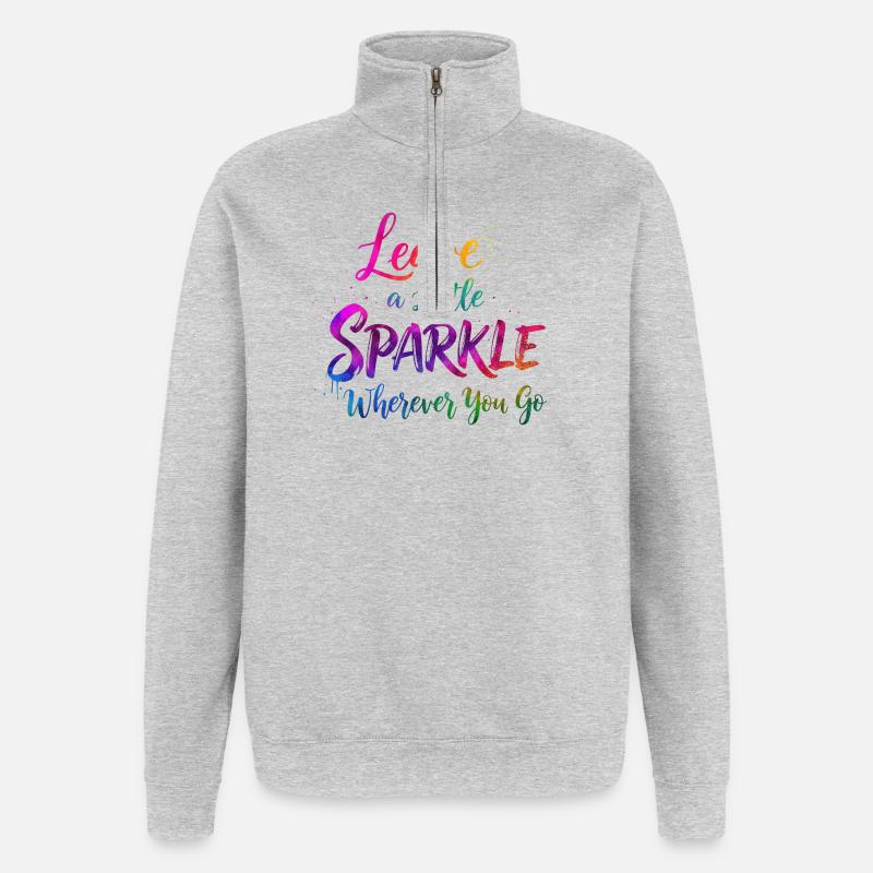 Rainbow Glitter Citation Inspirante Design - Sweat à zip 1/4 - gris chiné