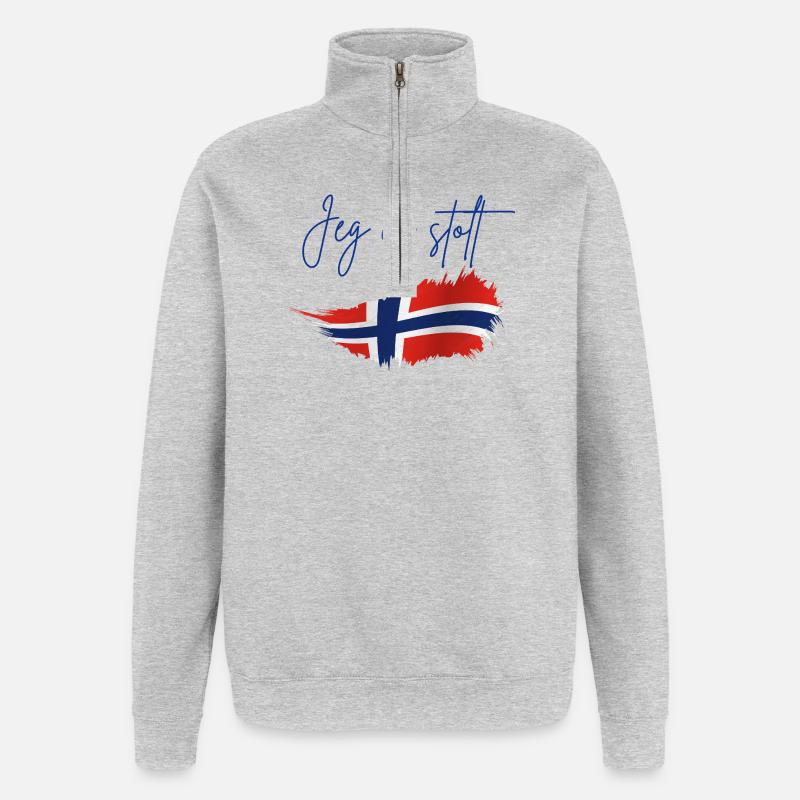 Norge - Sweatshirt med 1/4 lynlås - grå meleret
