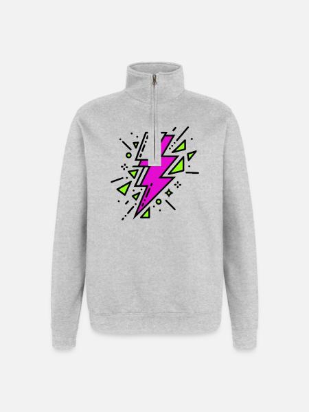 Contemporary Violet and Green Ray - Quarter-Zip Sweatshirt - heather grey